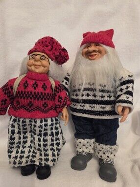 Vintage Scandinavian Nisse Tomte Tonntu Dolls Christmas Elf Poseable sweater